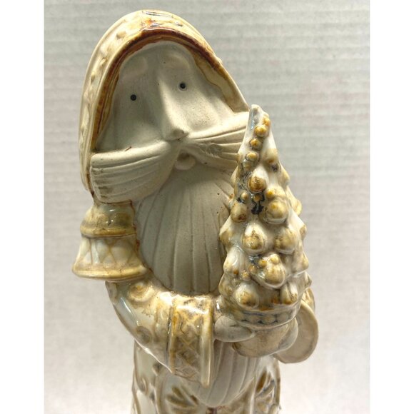 Vintage Santa Claus Figurine Holding Tree Christmas Decor Vintage Folk Art - Picture 2 of 9